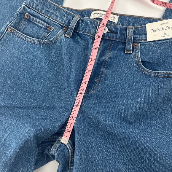 Abercrombie & Fitch Women's Dark Marble Mid Rise 90s Straight Jeans Size 30 - Picture 8 of 11